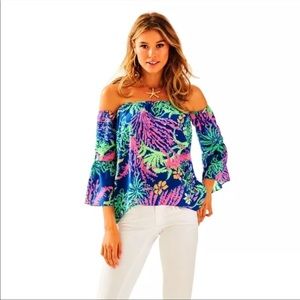 Lilly Pulitzer silk off shoulder top